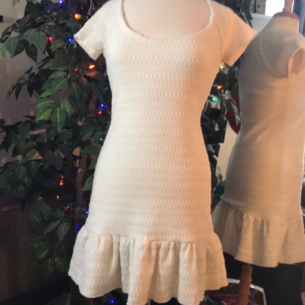 Darling white crochet-look ruffle dress
